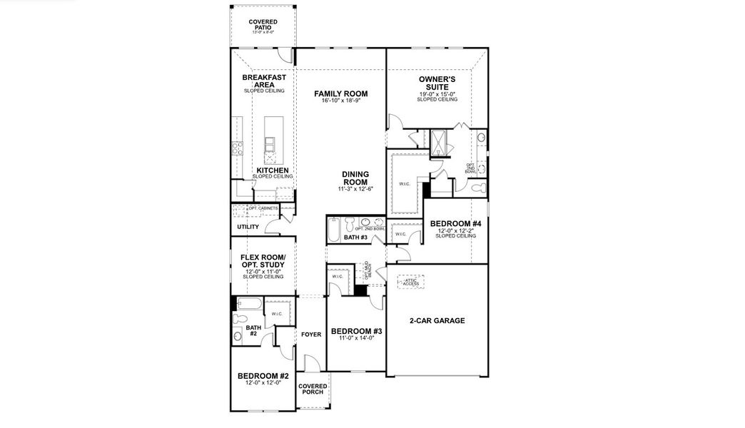 2D floor plan layout for the Nolan Dc by M/I Homes in Berryknoll, Montgomery, TX (Image 3).