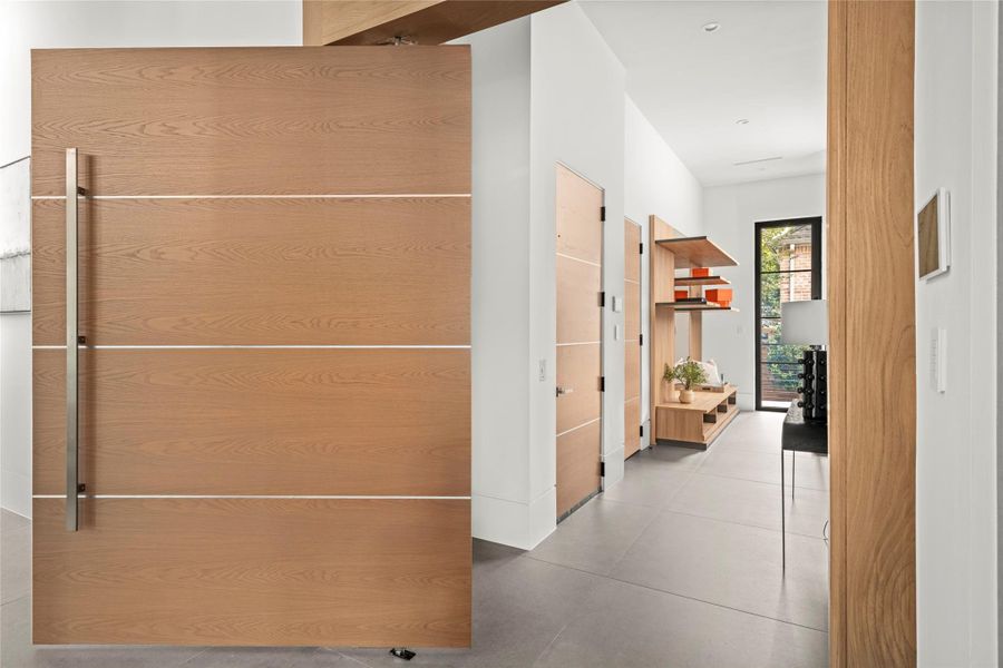 A private elevator from garage reaches every floor, delivering easy access while blending into the home's contemporary architecture. A private elevator from garage reaches every floor, delivering easy access while blending into the home's contemporary architecture.
