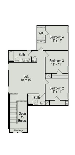 2D floor plan layout of this home in Oak Hills Montgomery North, Montgomery, TX (Image 3).