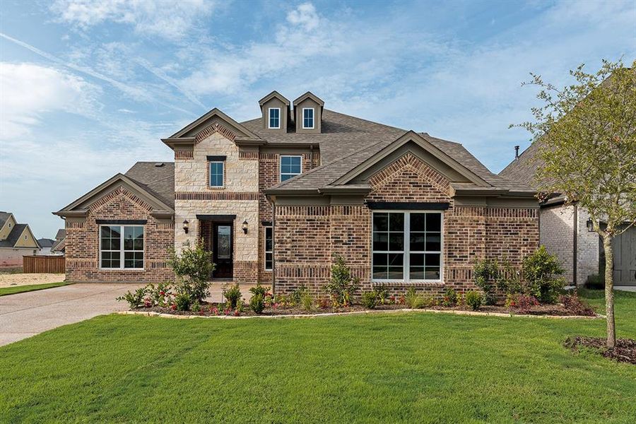 Front exterior of a new home in Somercrest, Midlothian, TX, highlighting curb appeal (Image 1). Front exterior of a new home in Somercrest, Midlothian, TX, highlighting curb appeal (Image 1).