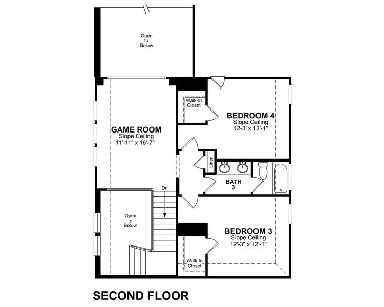 2D floor plan layout for the Somerset by Beazer Homes in Jubilee, Hockley, TX (Image 5).