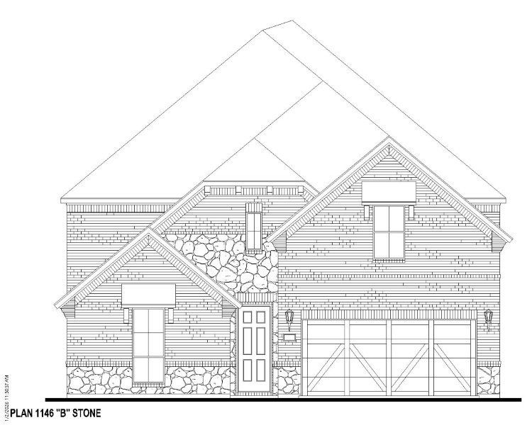 Plan 1146 Elevation B w/ Stone