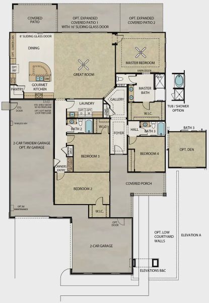 2D floor plan layout of this home in Valencia at Granite Vista, Waddell, AZ (Image 4).