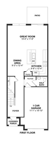 2D floor plan layout for the Arabella II by K. Hovnanian® Homes in Salerno Reserve Townhomes, Stuart, FL (Image 3).
