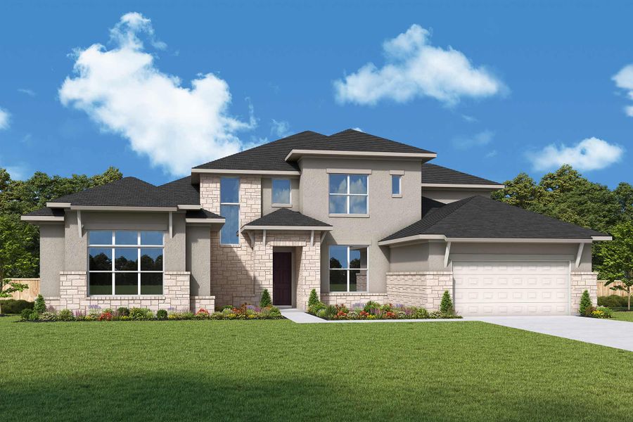 Representative exterior photo of a completed home built from the The Delgado by David Weekley Homes in Caliterra 80', Dripping Springs, TX (Image 20). Representative exterior photo of a completed home built from the The Delgado by David Weekley Homes in Caliterra 80', Dripping Springs, TX (Image 20).