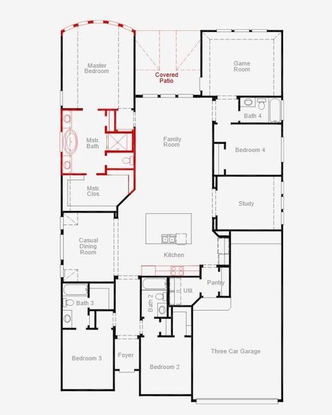 2D floor plan layout of this home in Bridgeland, Cypress, TX (Image 2). 2D floor plan layout of this home in Bridgeland, Cypress, TX (Image 2).
