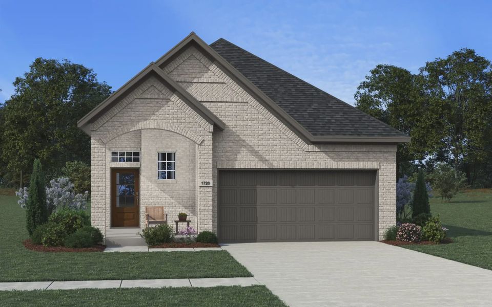 Front exterior of a new home in Sunterra, Katy, TX, highlighting curb appeal (Image 14).