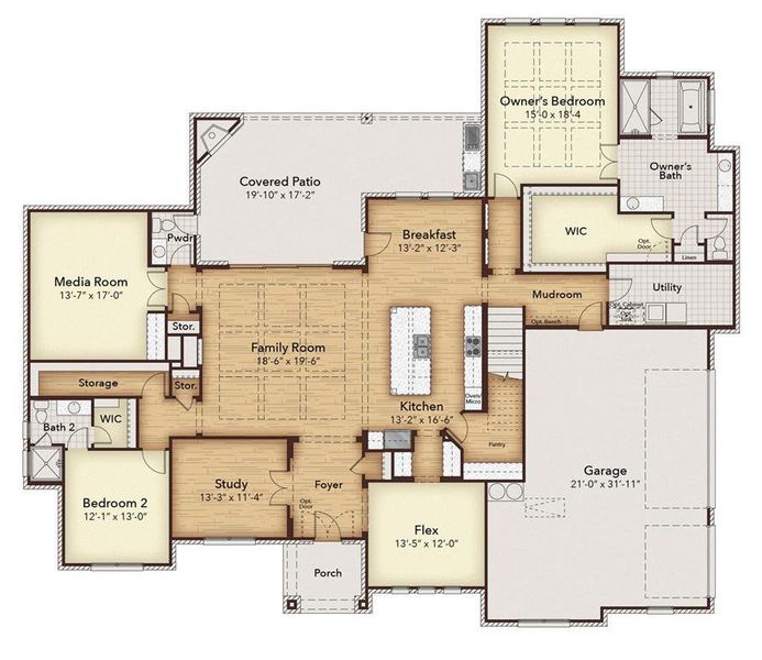 2D floor plan layout of this home in Discovery Lakes, Rockwall, TX (Image 3). 2D floor plan layout of this home in Discovery Lakes, Rockwall, TX (Image 3).