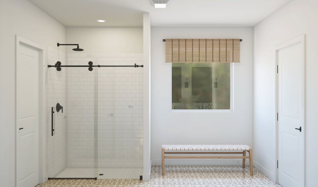 Primary bath with glass shower