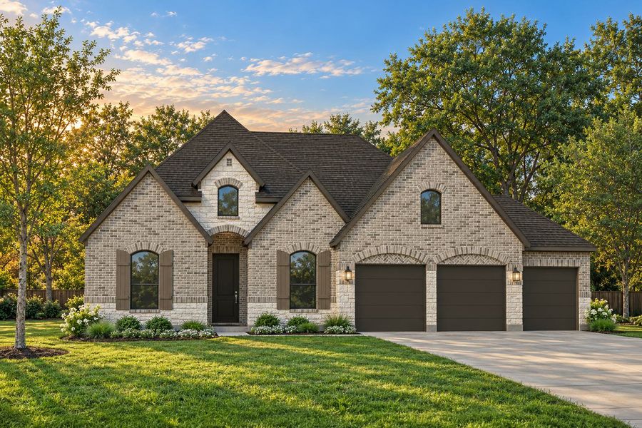 Representative exterior photo of a completed home built from the Houston by Kindred Homes in Dominion Park, Waxahachie, TX (Image 12). Representative exterior photo of a completed home built from the Houston by Kindred Homes in Dominion Park, Waxahachie, TX (Image 12).