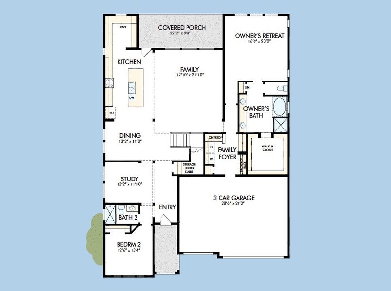 2D floor plan layout for the The Nacogdoches by David Weekley Homes in Walden Creek – Summit Collection, Montgomery, TX (Image 4).