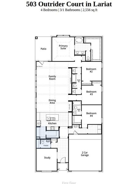 2D floor plan layout of this home in Lariat, Liberty Hill, TX (Image 4). 2D floor plan layout of this home in Lariat, Liberty Hill, TX (Image 4).
