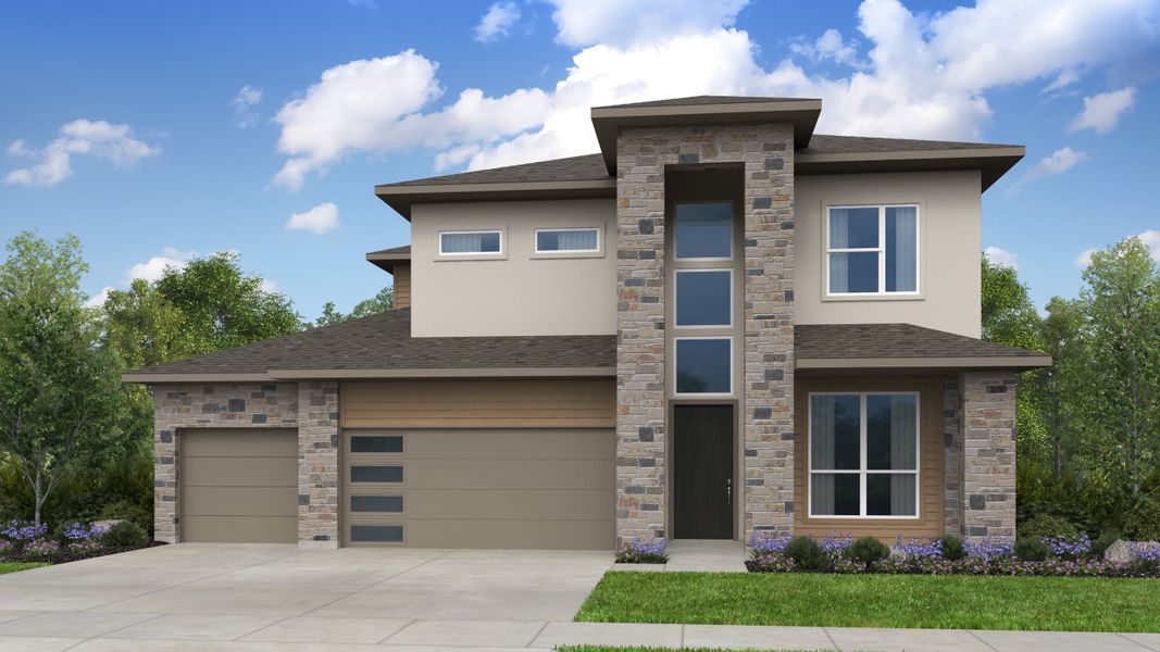 Representative exterior photo of a completed home built from the Parmer by Taylor Morrison in Silverleaf, Cedar Creek, TX (Image 6). Representative exterior photo of a completed home built from the Parmer by Taylor Morrison in Silverleaf, Cedar Creek, TX (Image 6).