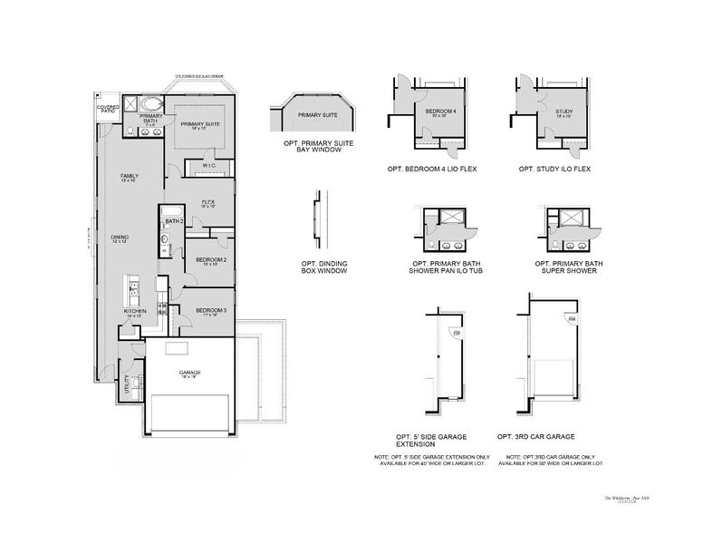 2D floor plan layout for the The Wildflower by Legend Homes in Swenson Heights, Seguin, TX (Image 3).