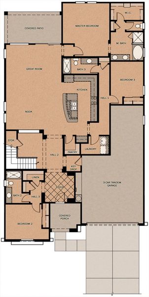 2D floor plan layout for the Harris Beach w/Loft by Fulton Homes in North Shore at Promenade, Queen Creek, AZ (Image 3).