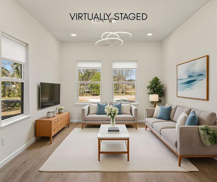 Virtually staged to highlight how this space can be furnished and enjoyed.