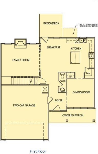 2D floor plan layout of this home in The Overlook at Factory Shoals, Mableton, GA (Image 4).