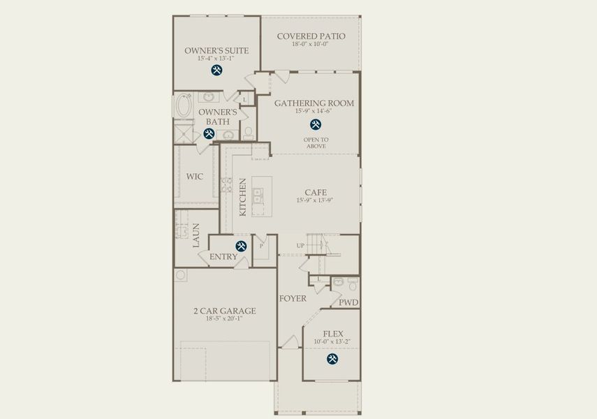 2D floor plan layout of this home in Pulte Homes at Two Step Farm, Montgomery, TX (Image 5).