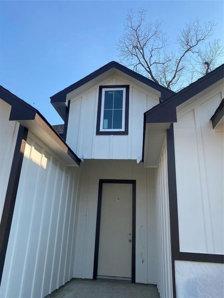 Front porch of new construction home in process. Front porch of new construction home in process.