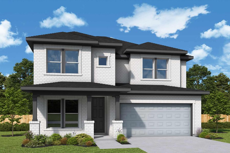 Representative exterior photo of a completed home built from the The Holly by David Weekley Homes in Austin Point, Richmond, TX (Image 2). Representative exterior photo of a completed home built from the The Holly by David Weekley Homes in Austin Point, Richmond, TX (Image 2).