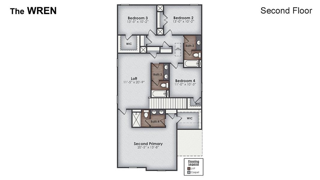 2D floor plan layout of this home in The Pines at Blake Farm, Wilmington, NC (Image 4).