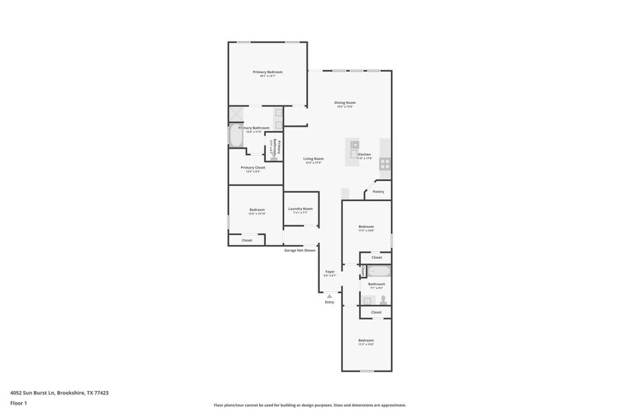 2D floor plan layout of this home in Sunterra Lakes, Katy, TX (Image 5).