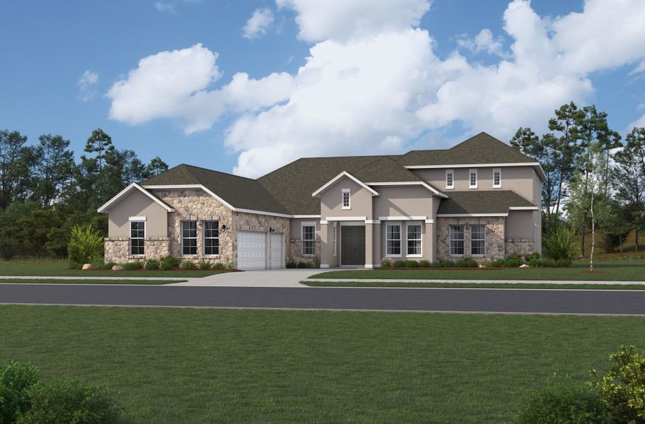 Representative exterior photo of a completed home built from the Fredericksburg by Beazer Homes in Highland Estates, San Antonio, TX (Image 16).
