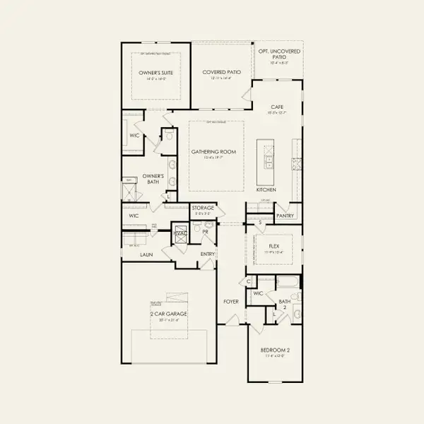 2D floor plan layout for the Prestige by Del Webb in Del Webb Carolina Ridge, Midland, NC (Image 4).