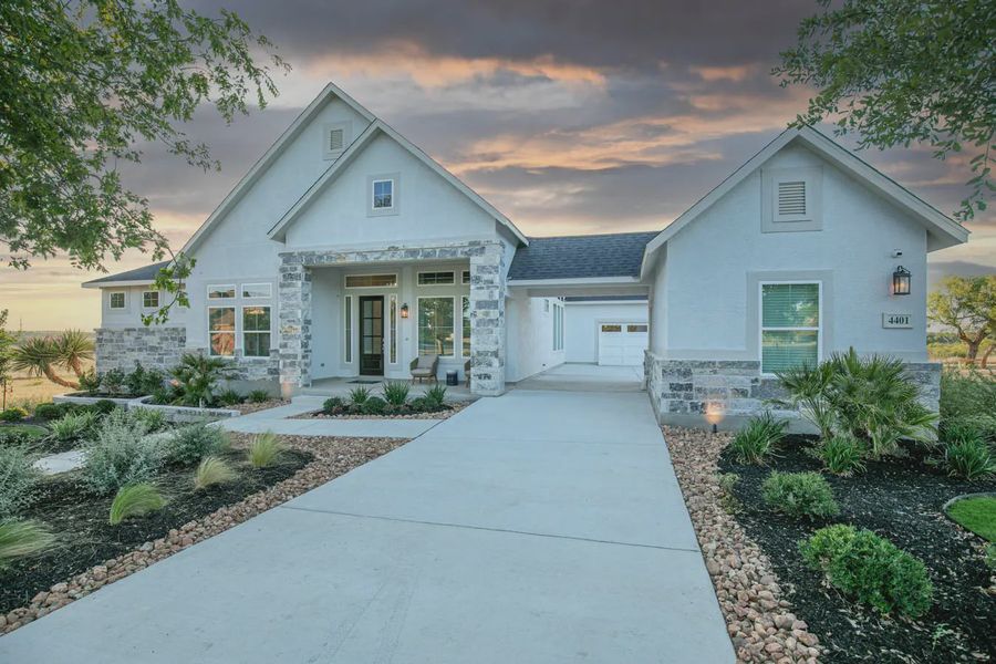 Representative exterior photo of a completed home built from the Gregory by Chesmar Homes in Potranco Oaks 100's, Castroville, TX (Image 22).