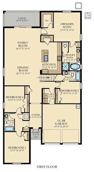 2D floor plan layout of this home in Tohoqua: Estates Collection, Kissimmee, FL (Image 1).