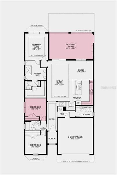 Floor Plan - Additional Highlights Include: Gourmet kitchen, bedroom in place of flex, extended lanai, 4' garage extension, and laundry package