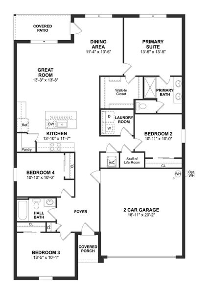 2D floor plan layout for the Goldenrod II by K. Hovnanian® Homes in Aspire at Citrus Springs, Citrus Springs, FL (Image 4).