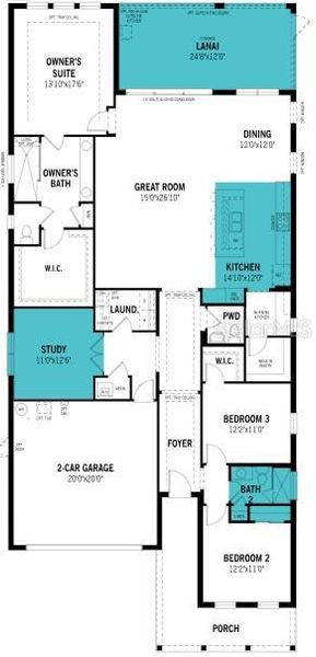2D floor plan layout of this home in Wellen Park, Venice, FL (Image 3).