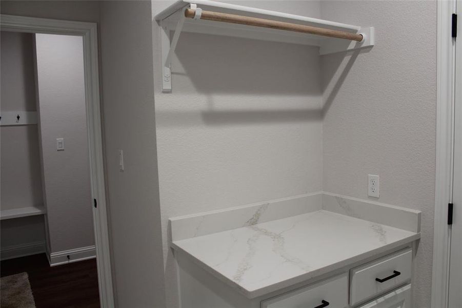 Bathroom with wood finished floors Bathroom with wood finished floors