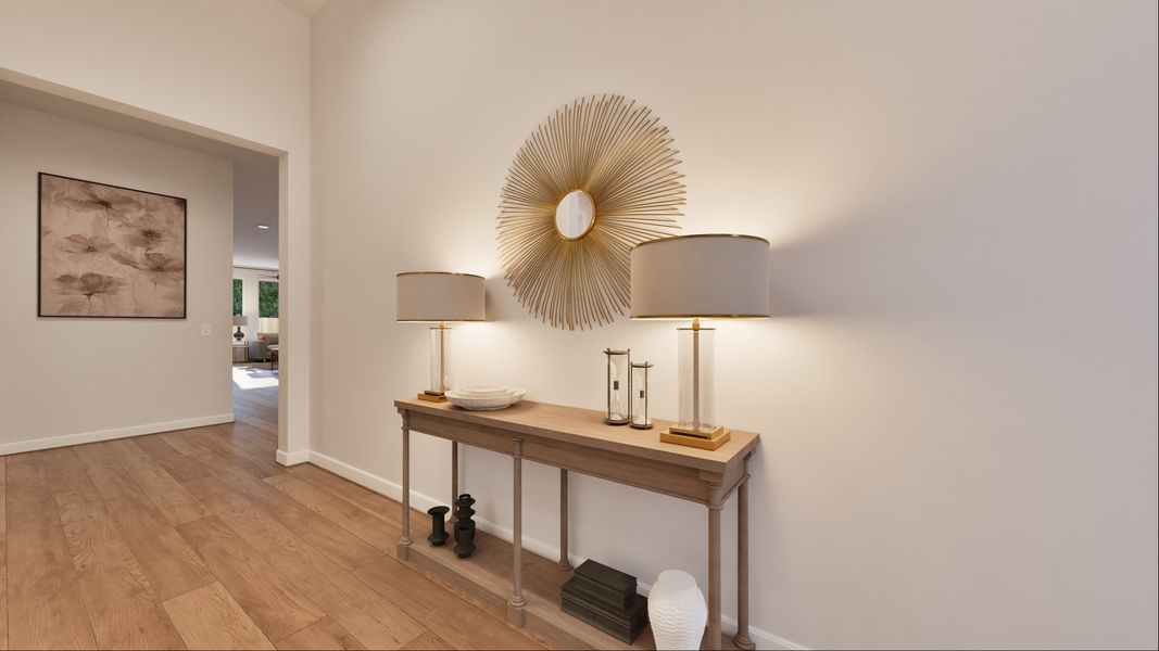 Furnished interior view inside a new home in 6 Creeks, Kyle (Image 7).