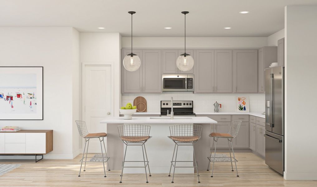 Kitchen with pendant lighting