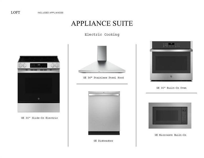 Loft Look Palette 3: Appliance Selection Sheet (*Artist rendering used for illustration purposes only.)