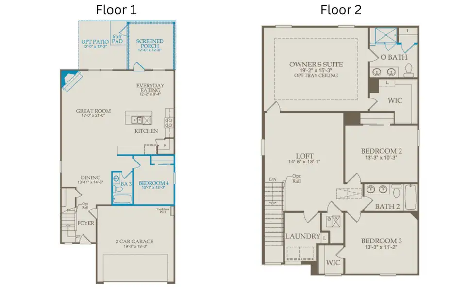 Floor Plan Level 1 and Floor Plan Level 2