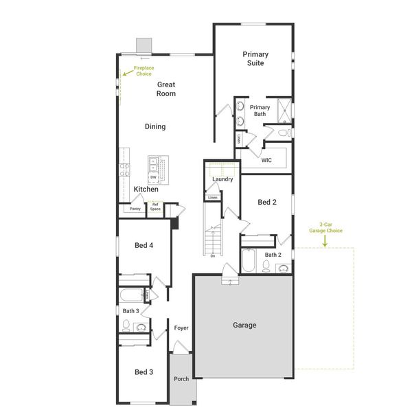 2D floor plan layout of this home in Thompson River Ranch, Johnstown, CO (Image 4).