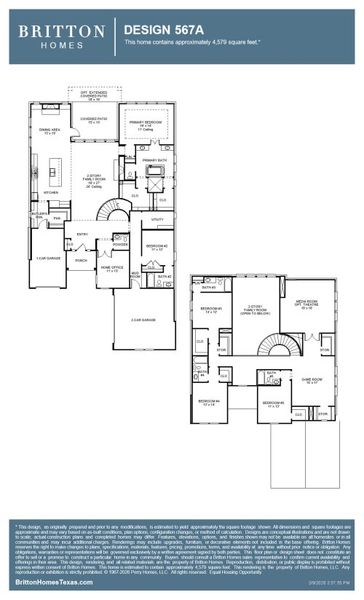 2D floor plan layout for the 567A by Britton Homes in StarView, Prosper, TX (Image 3).