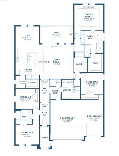2D floor plan layout for the Bayside I by Homes by WestBay in Pasadena Ridge, Pasadena Hills, FL (Image 3).