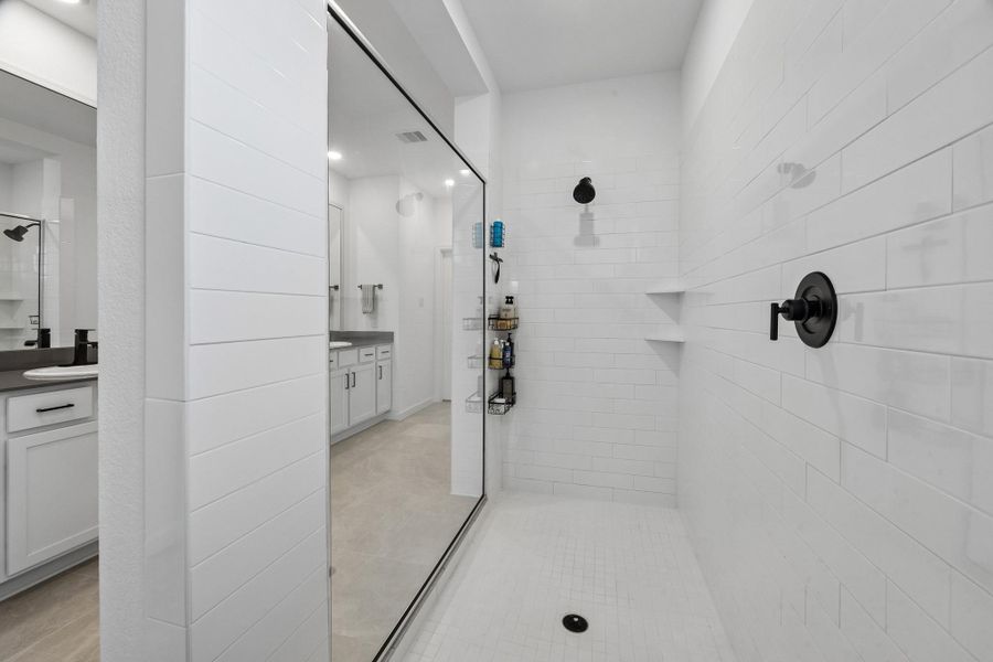 Oversized walk-in shower. Oversized walk-in shower.