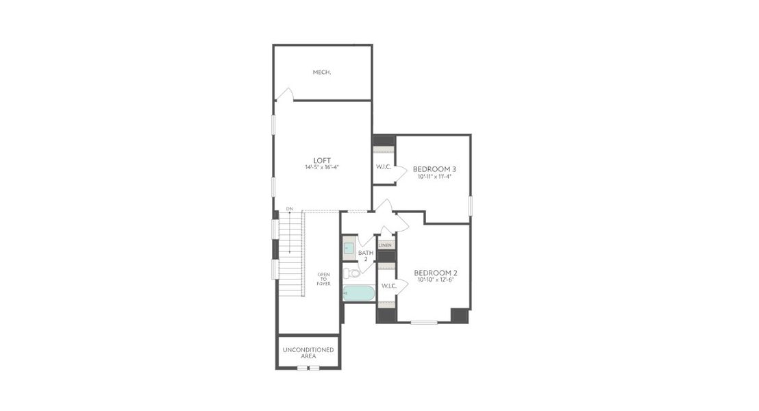 2D floor plan layout for the Mariposa by Tri Pointe Homes in Terrace Collection At Turner's Crossing, Buda, TX (Image 25).