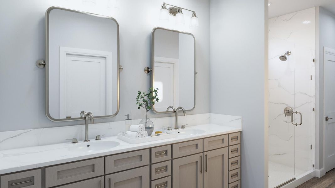 Primary Bath | Caroline | Sage Collection – Freedom at Anthem in Kyle, TX by Landsea Homes Primary Bath | Caroline | Sage Collection – Freedom at Anthem in Kyle, TX by Landsea Homes