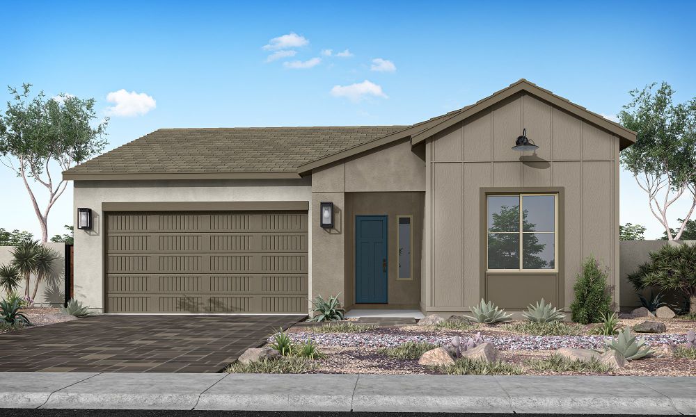 Representative exterior photo of a completed home built from the Rosemary Plan 40-2 by Tri Pointe Homes in Soleo, San Tan Valley, AZ (Image 1). Representative exterior photo of a completed home built from the Rosemary Plan 40-2 by Tri Pointe Homes in Soleo, San Tan Valley, AZ (Image 1).