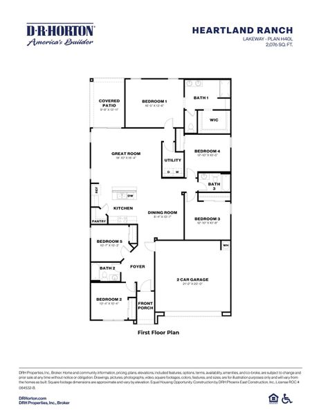 2D floor plan layout for the Lakeway by D.R. Horton in Heartland Ranch, Coolidge, AZ (Image 5).