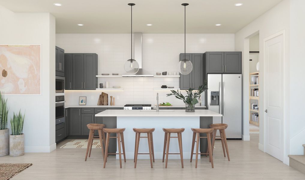 Kitchen with center island and pendant lighting Kitchen with center island and pendant lighting