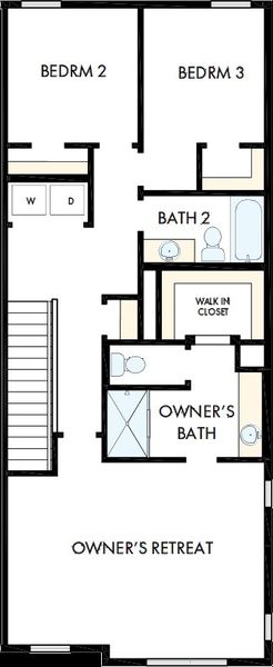 2D floor plan layout of this home in Nexus Townhomes, Gallatin, TN (Image 3).
