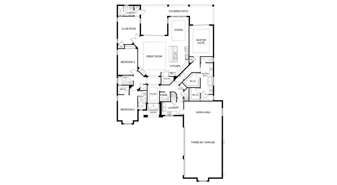 2D floor plan layout for the Oakmont 25 by GHO Homes in The Reserve at Grand Harbor, Vero Beach, FL (Image 3).