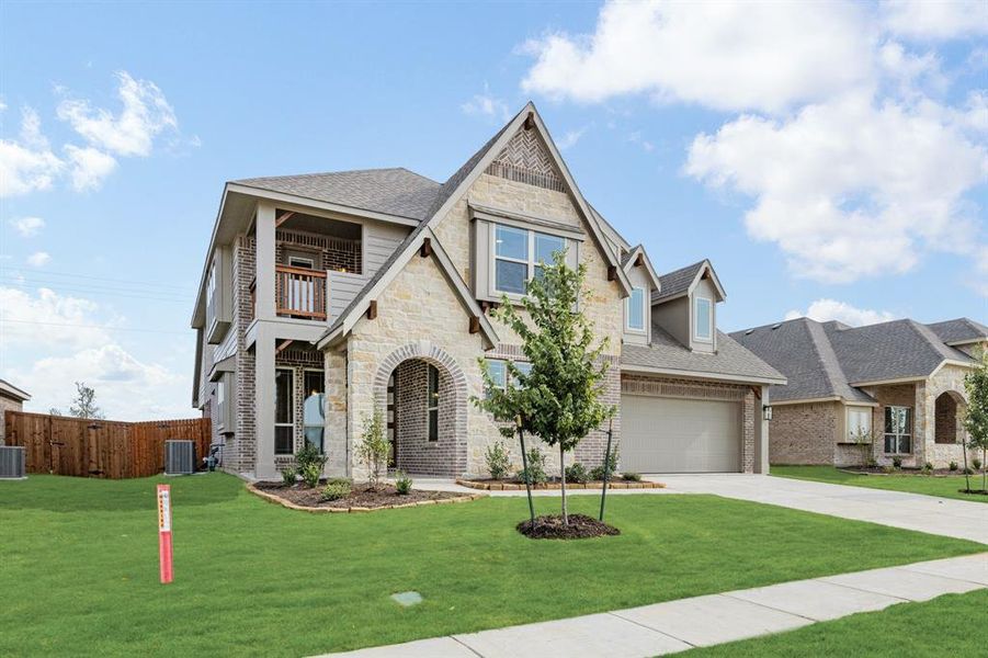 Front exterior of a new home in Hunters Ridge, Crowley, TX, highlighting curb appeal (Image 1). Front exterior of a new home in Hunters Ridge, Crowley, TX, highlighting curb appeal (Image 1).